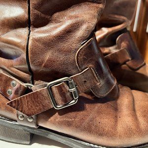 John Varvatos Men's Chestnut Brown Biker Boots - Size 12